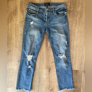 Black Orchid Brooklyn Boyfriend Straight Fray Jeans Sz 24 Distressed Raw Hem